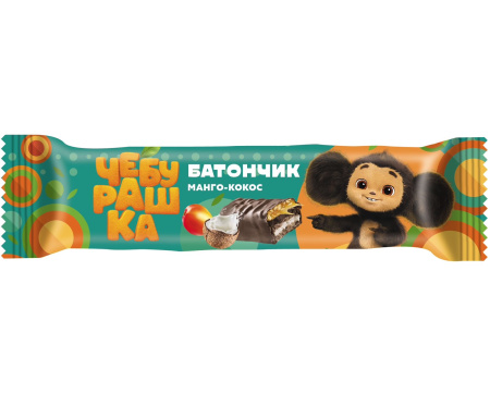 Батончик "ЧЕБУРАШКА" со вкусом Манго-Кокос в шоколадной глазури 40 гр. 